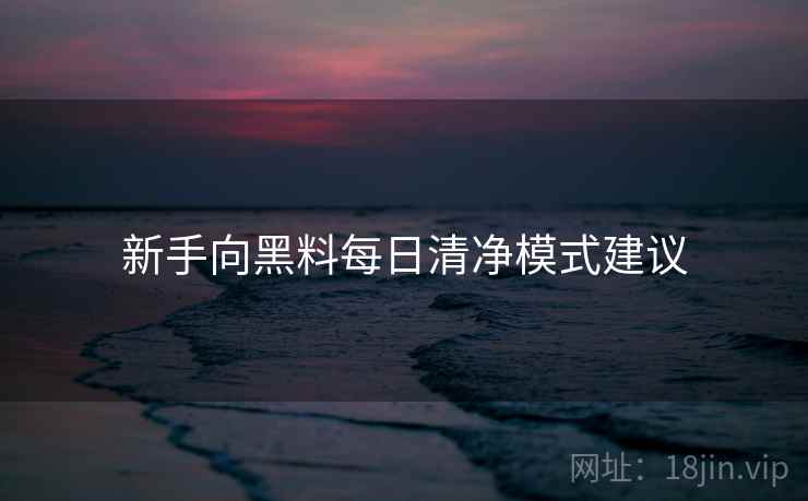 新手向黑料每日清净模式建议