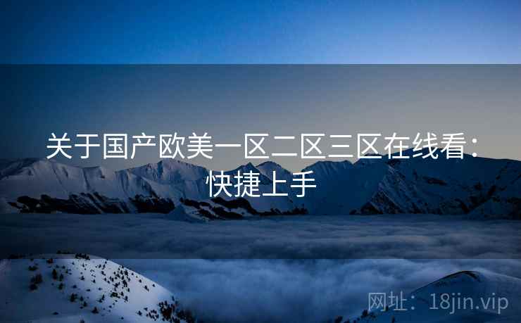 关于国产欧美一区二区三区在线看：快捷上手